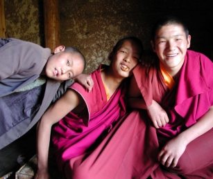 Young apprentice monks in Nixia, a mountain village in a Tibetan area of China's Yunnan province.