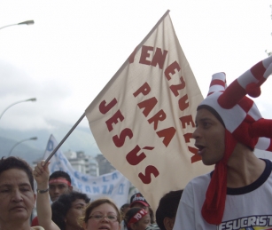 About 8,000 Venezuelan Christians marched in downtown Caracas on Oct. 12 in the city's annual