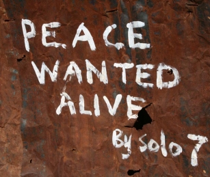 Kibera sign asking for peace.
