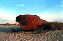 Rusted Soviet fishing boat